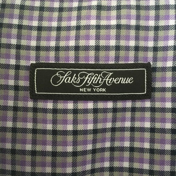 Saks Fifth Avenue Plaid Long Sleeve Button Up Shirt - Picture 5 of 7